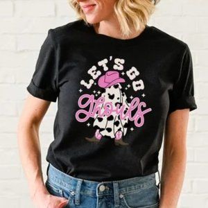 Lets Go Ghouls Shirt, Boo Shirt, Western Tee Shirt, Cow Print TShirt